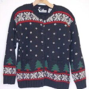 Croft  Barrow Hand Knit Christmas Tree Cardigan